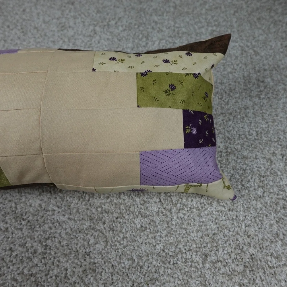 Handmade‎ Patchwork Quilt Lumbar Pillow Mystic Floral Pattern 27.5x10.5